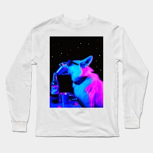 Police Party Dog Synthwave Retro Long Sleeve T-Shirt